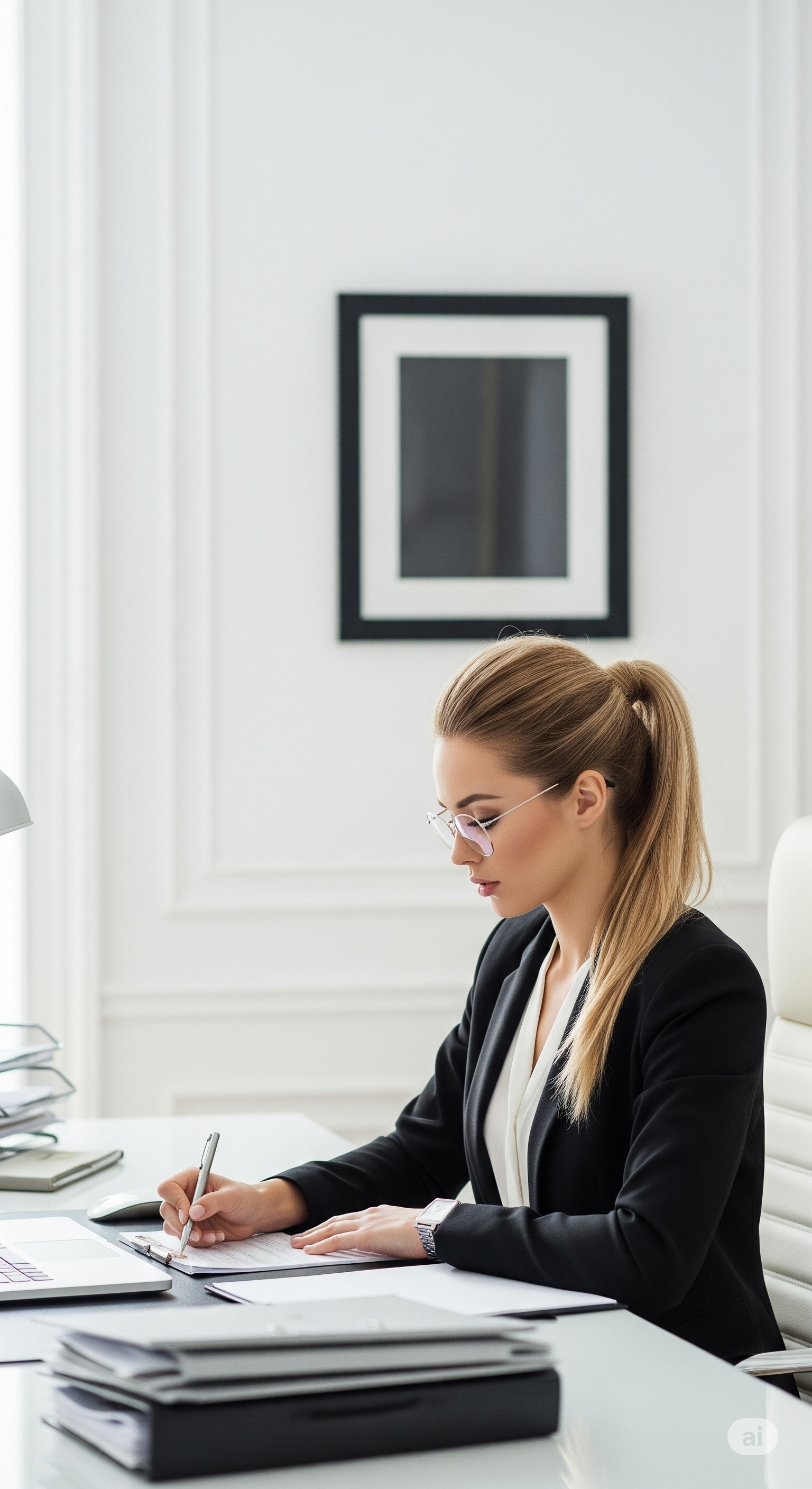 Woman working at a desk